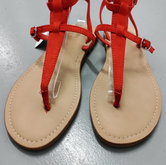 🆕Merona | Gladiator Flat Sandals in Red- Orange Women's Size 7.5 - Picture 4 of 10